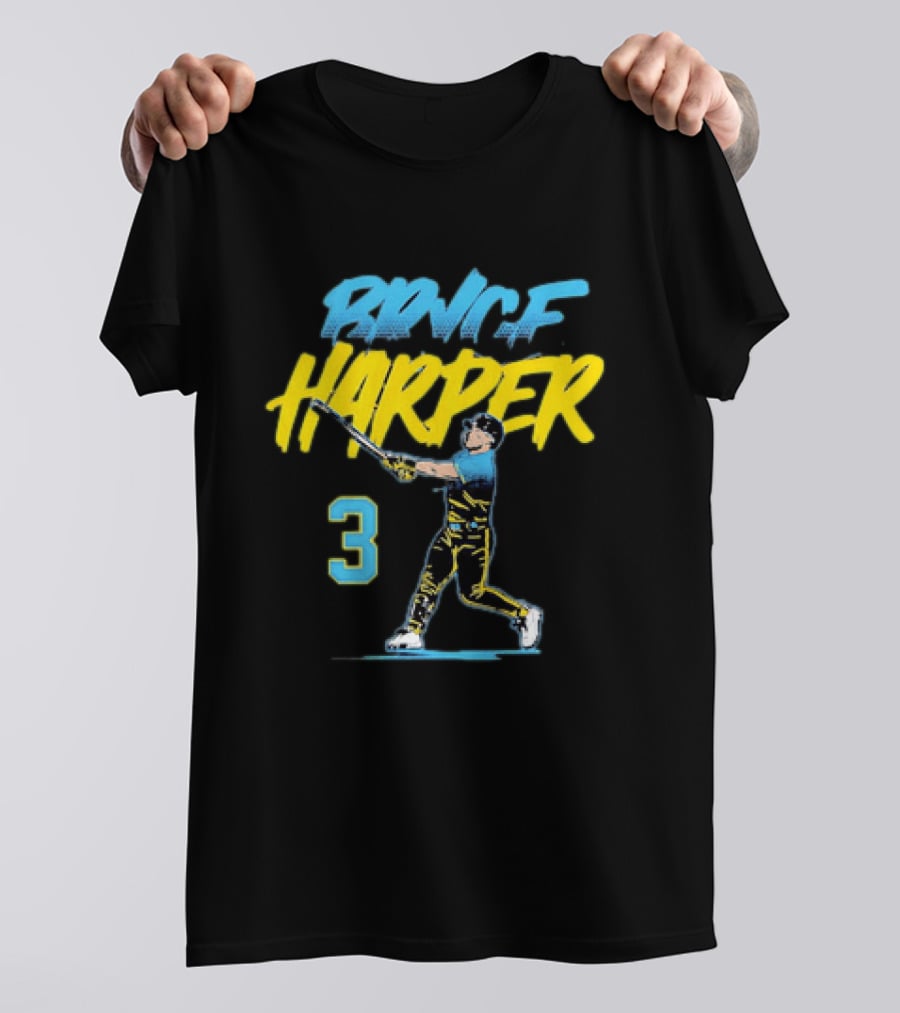 Bryce Harper Swinging Philadelphia Phillies 3 Number T-Shirt