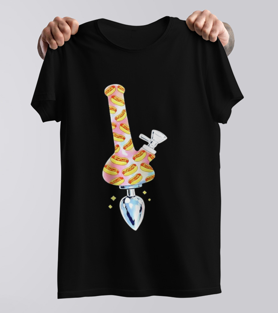 Hotdog Patterned Bong Buttplug T-Shirt