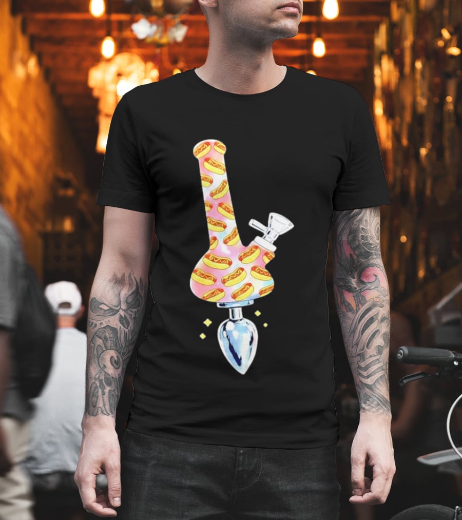 Hotdog Patterned Bong Buttplug T-Shirt