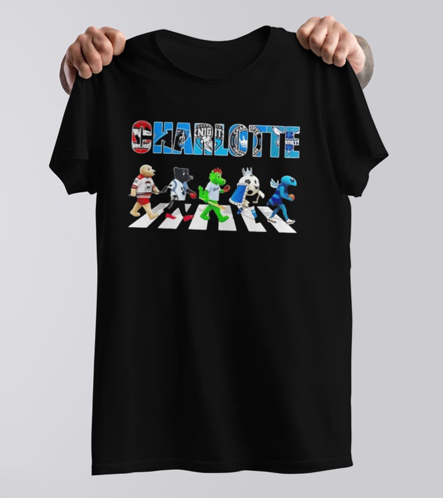 Charlotte Hockey Baseball Soccer Football Mascots Abbey Road T-Shirt