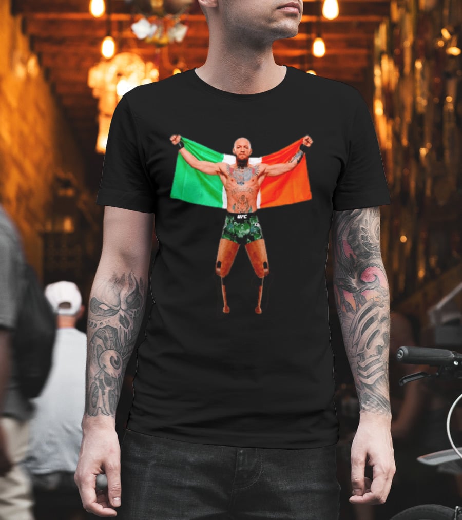 Conor McGregor UFC Prosthetic Leg Irish Flag Celebration T-Shirt