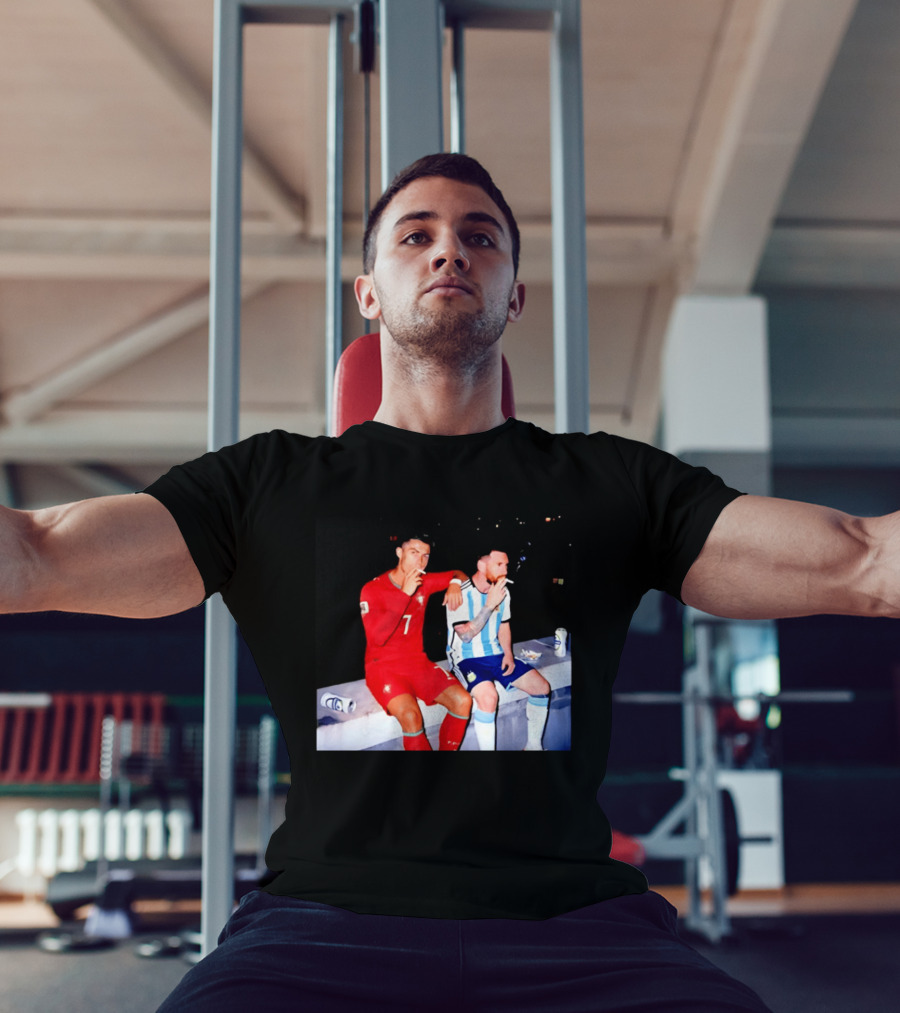 Cristiano Ronaldo Lionel Messi Smoking National Legends T-Shirt