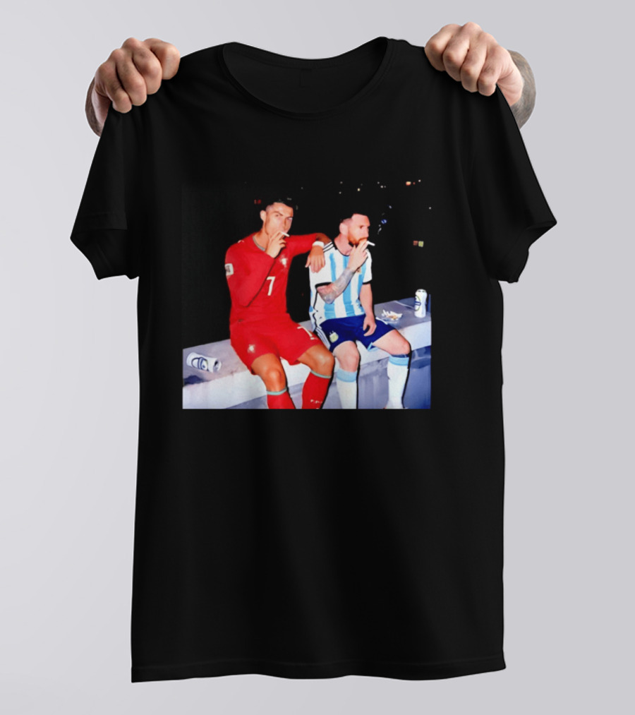 Cristiano Ronaldo Lionel Messi Smoking National Legends T-Shirt