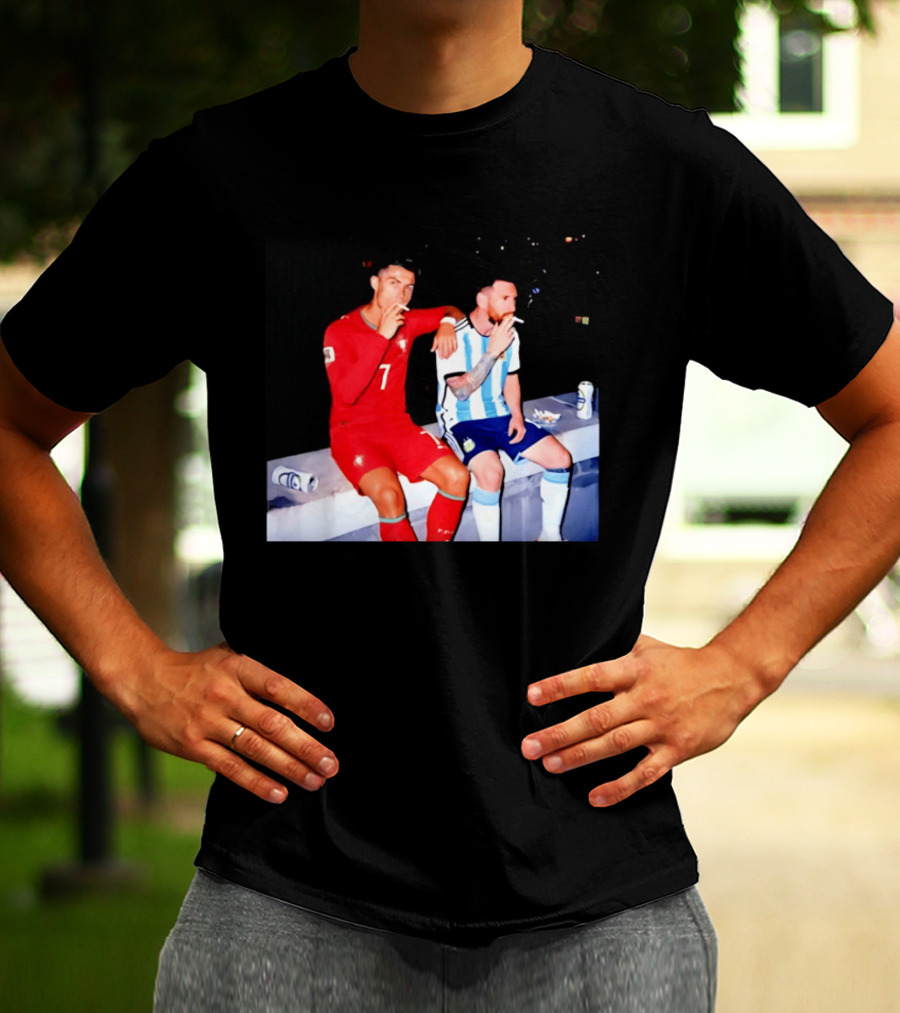 Cristiano Ronaldo Lionel Messi Smoking National Legends T-Shirt