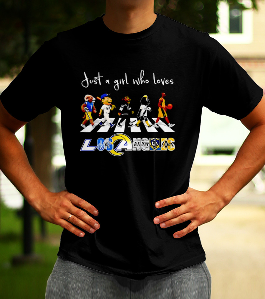 Just A Girl Who Loves Los Angeles Sports Teams Abbey Road Crosswalk T-Shirt