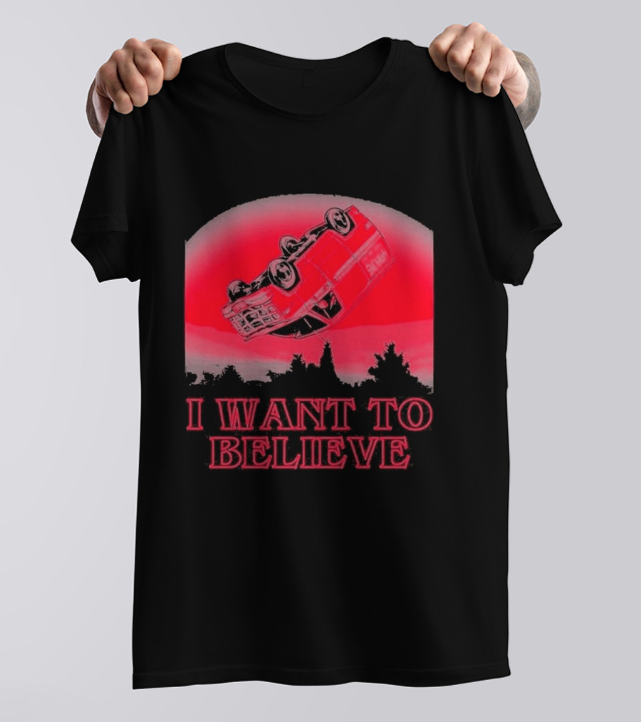 The X Files I Want To Believe Upside Down Car T-Shirt