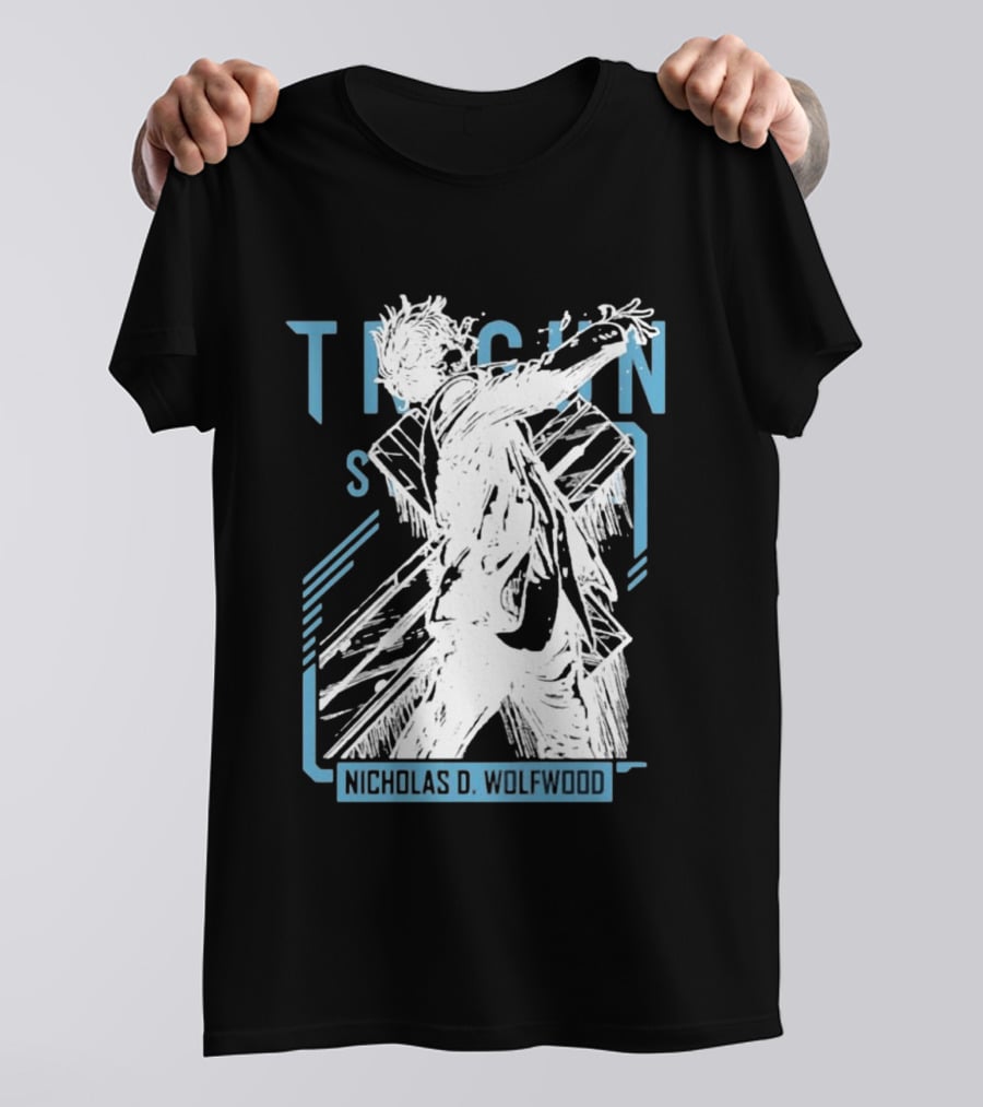 Trigun Stampede Nicholas D Wolfwood Cross Sketch T-Shirt