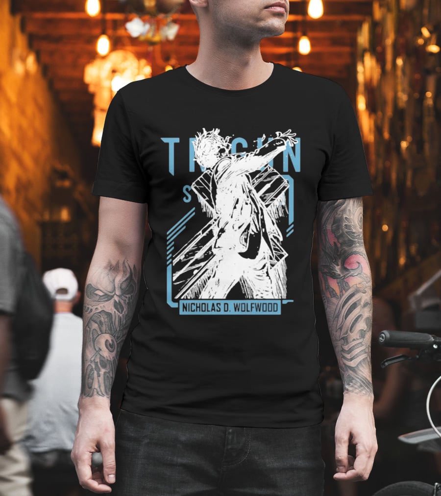 Trigun Stampede Nicholas D Wolfwood Cross Sketch T-Shirt