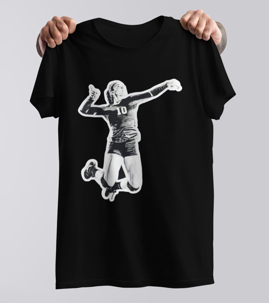 Volleyball Number 10 Athlete In Mid Air Motion T-Shirt
