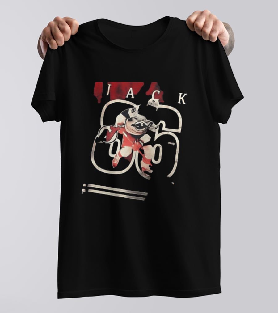 New Jersey Devils Jack Hughes 86 Hockey Player Action Pose T-Shirt