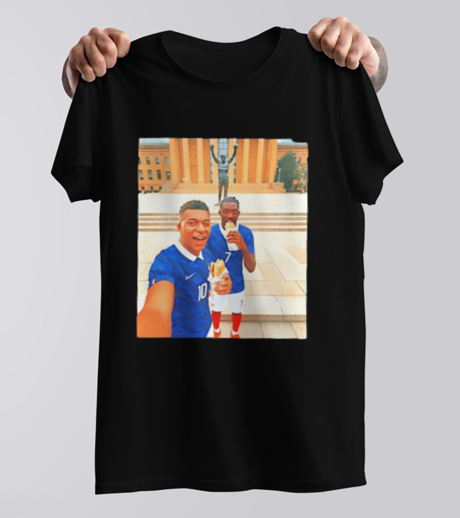 Ousmane Dembele Kylian Mbappe Philadelphia Museum Iconic Pose T-Shirt