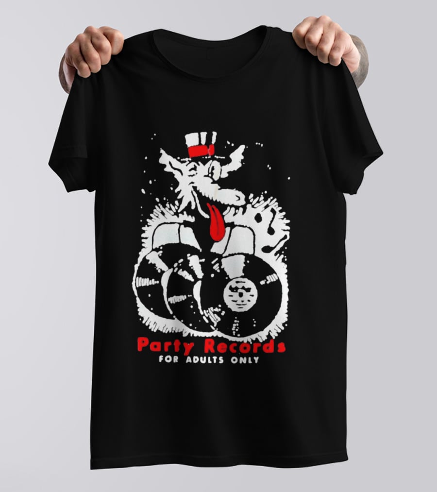 Party Records For Adults Only Wolf Vinyl Spinning T-Shirt