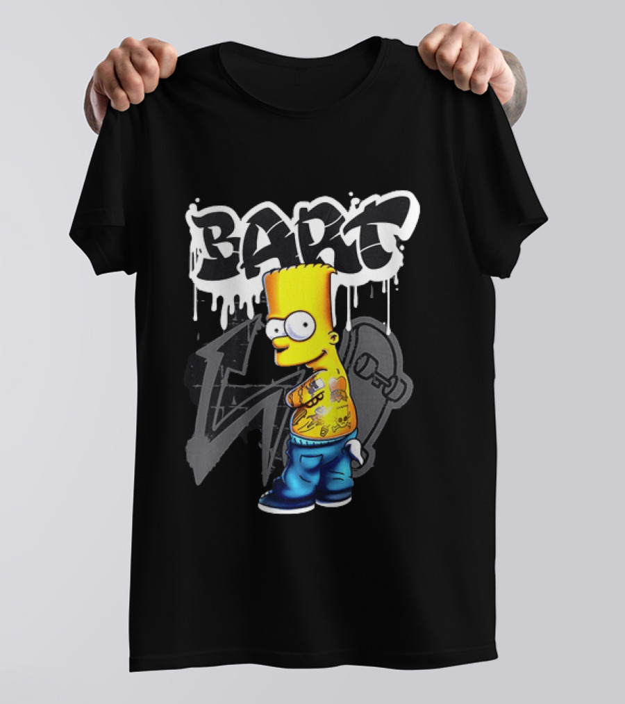 Bart Simpson Street Style Skateboard Graffiti Tattoos T-Shirt