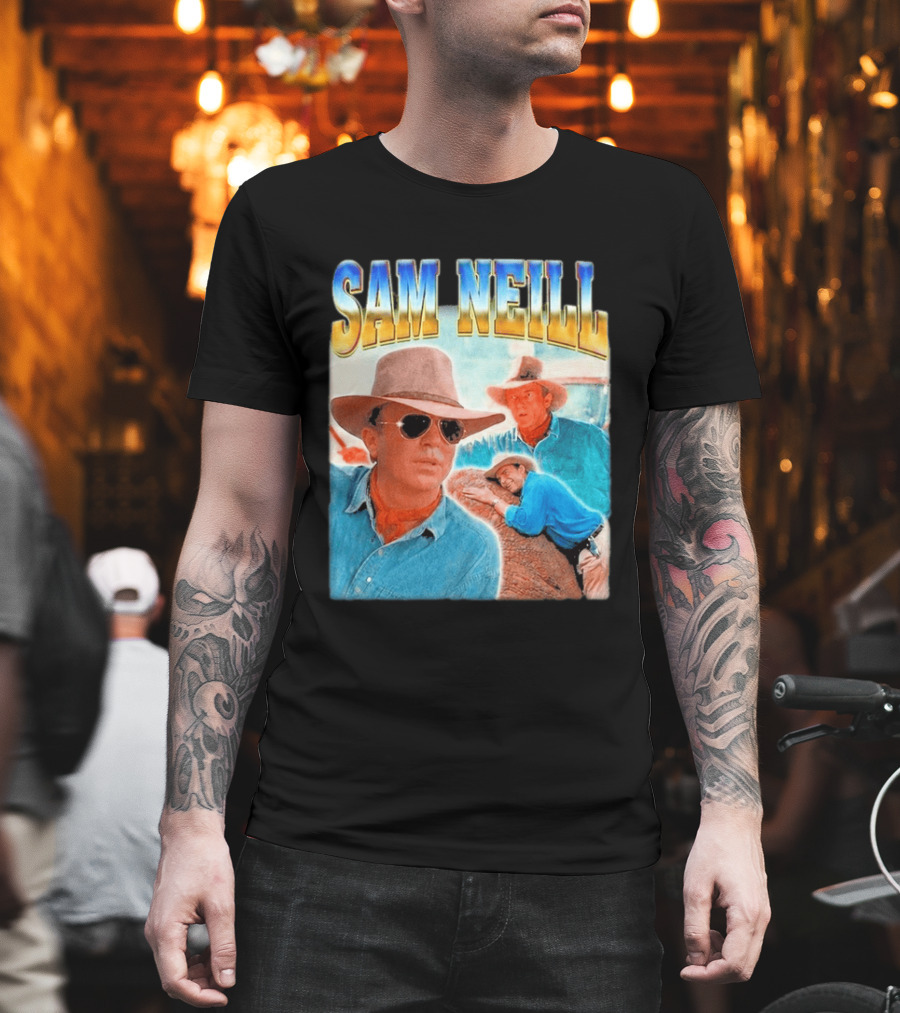Sam Neill Cowboy Style Hat Sunglasses Denim Vintage Trendy 2026 T-Shirt