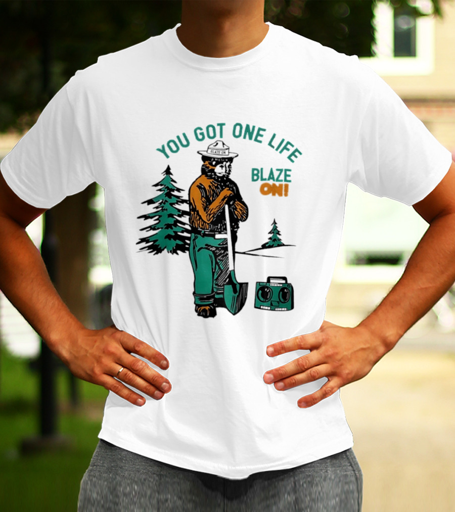 You Got One Life Blaze On Smokey Bear Retro Forest T-Shirt