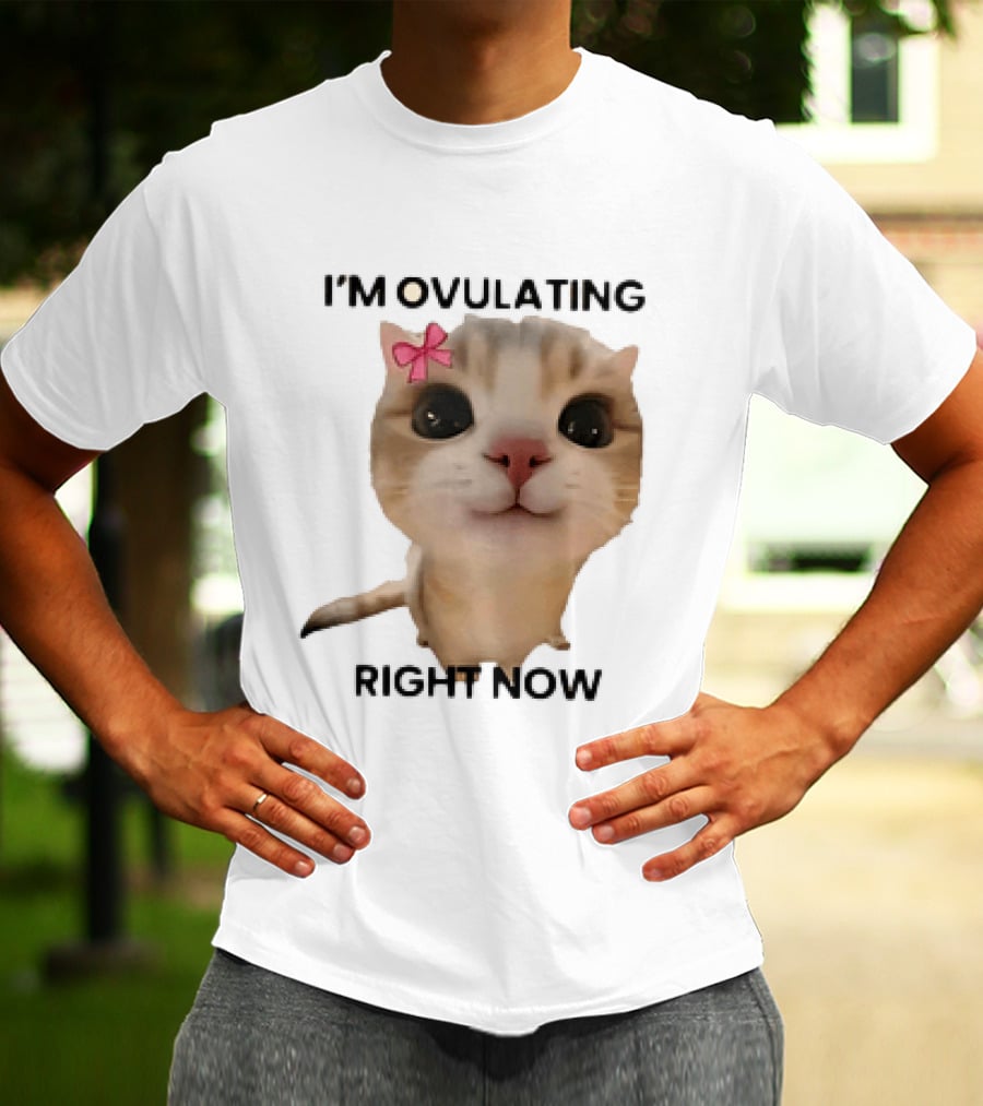 I'm Ovulating Right Now Cute Cat With Bow T-Shirt