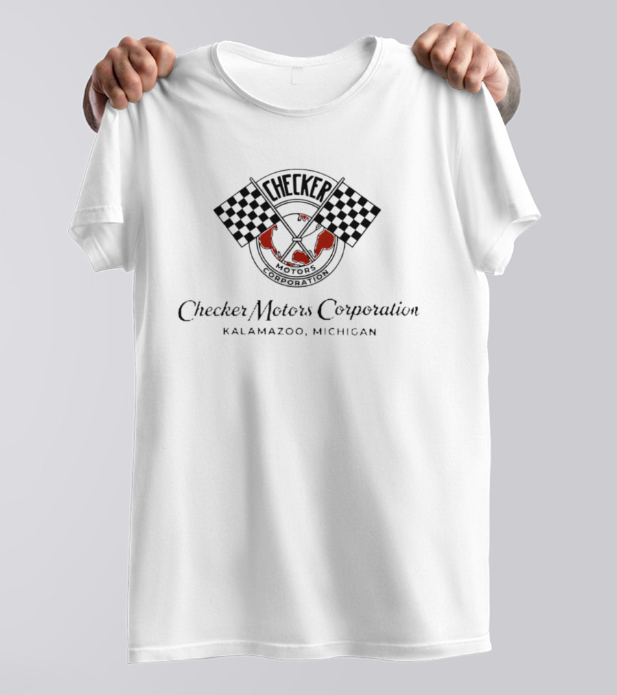 Checker Motors Corporation Checker Flags Globe Kalamazoo Michigan T-Shirt