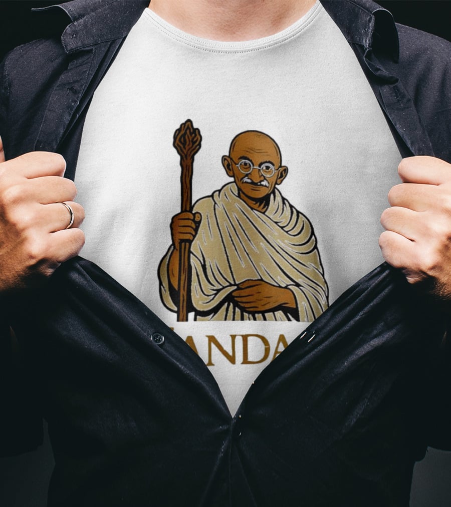 Mahatma Gandhi Gandalf Wizard Staff T-Shirt