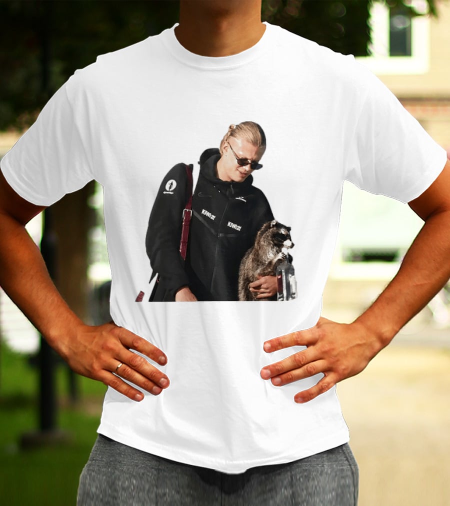 Erling Haaland Raccoon Meme Football KIWI K SPACE Texas T-Shirt