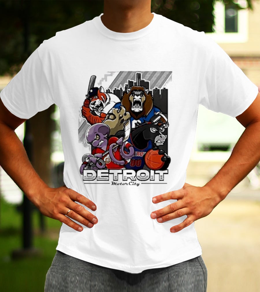 Motor City Detroit Tigers Lions Red Wings Pistons Athletic Sports Fan Gear T-Shirt