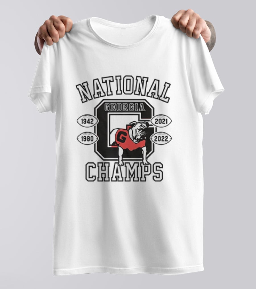 Georgia National Champs 1942 1980 2021 2022 Football Bulldog T-Shirt