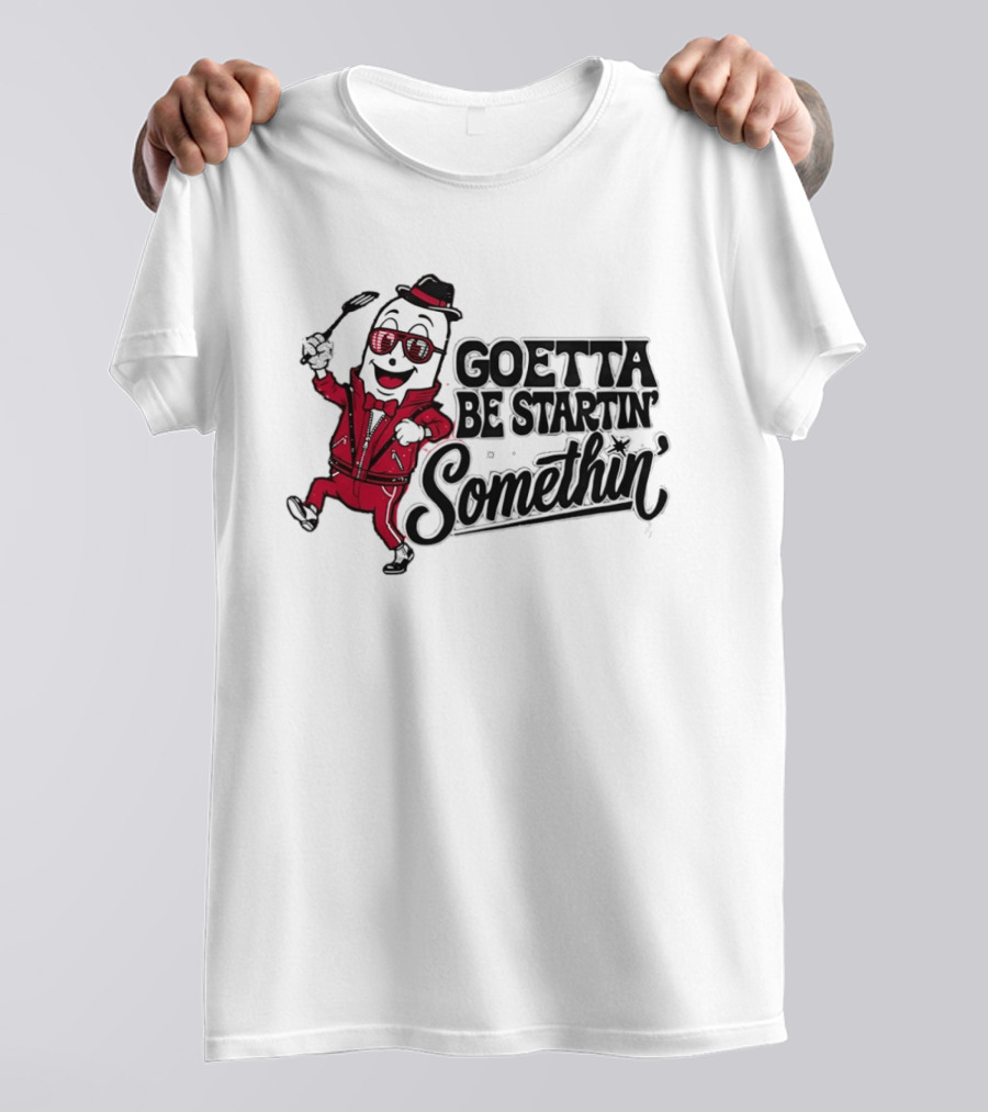 Goetta Be Startin Somethin Hotdog Retro Sunglasses Suit Fedora T-Shirt