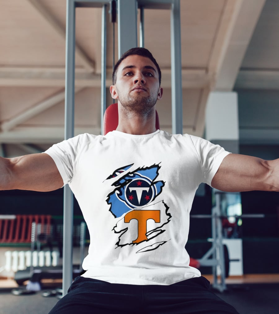 TN State Pride Torn Tennessee Titans Volunteers T-Shirt