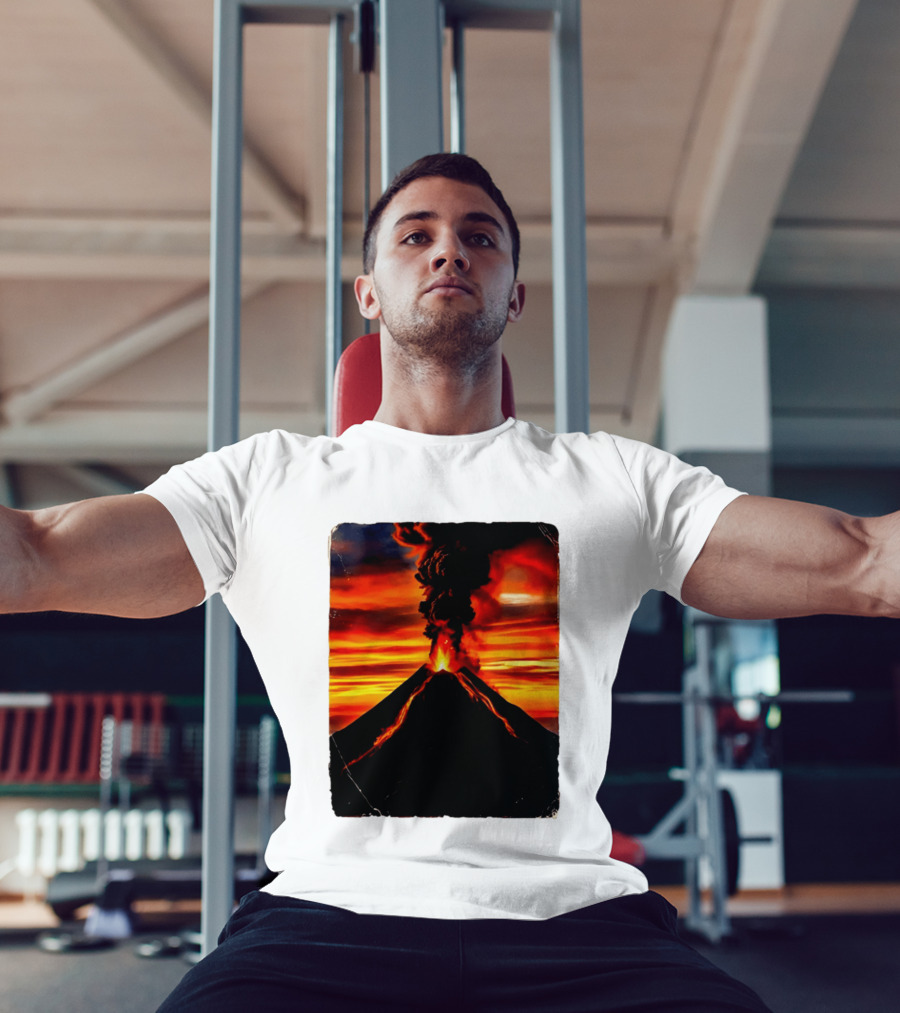 Volcanic Eruption Sunset Landscape Volcano Erupting At Dusk T-Shirt