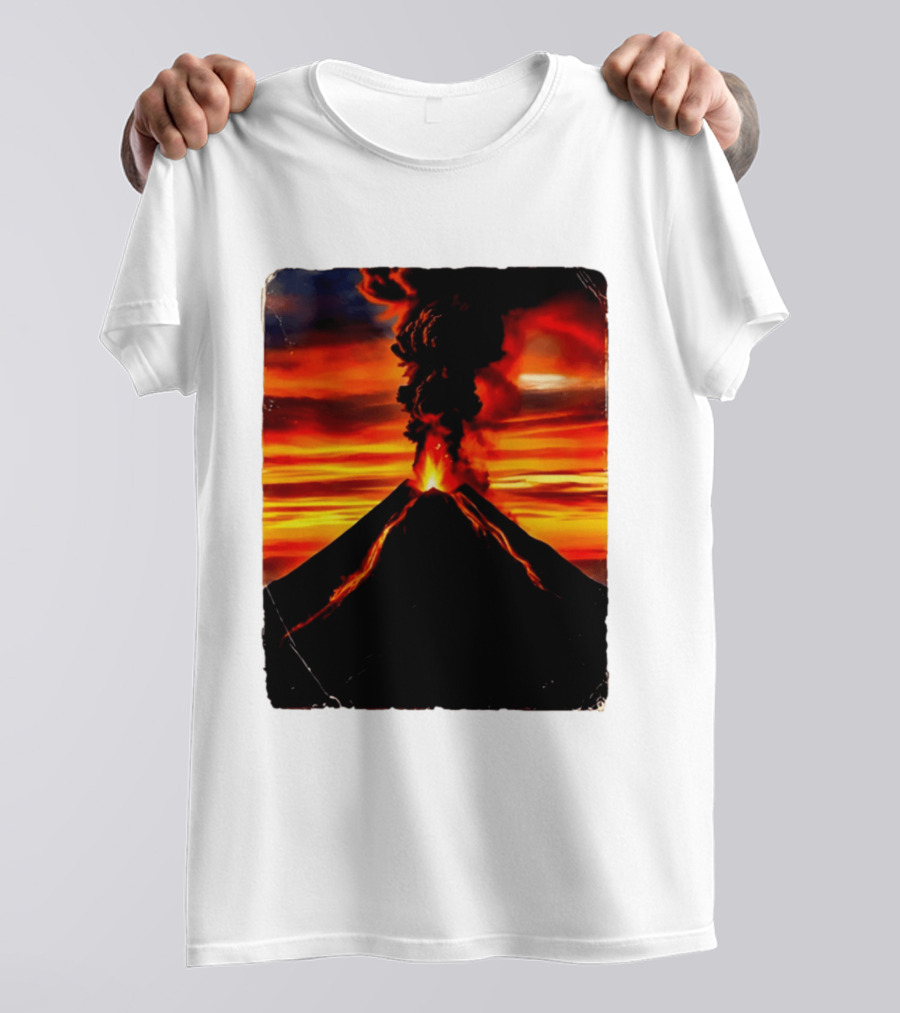 Volcanic Eruption Sunset Landscape Volcano Erupting At Dusk T-Shirt