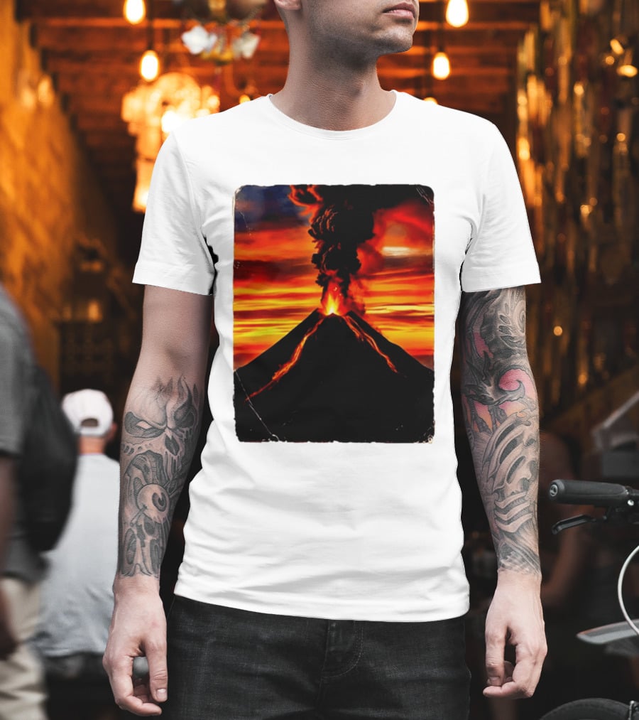 Volcanic Eruption Sunset Landscape Volcano Erupting At Dusk T-Shirt