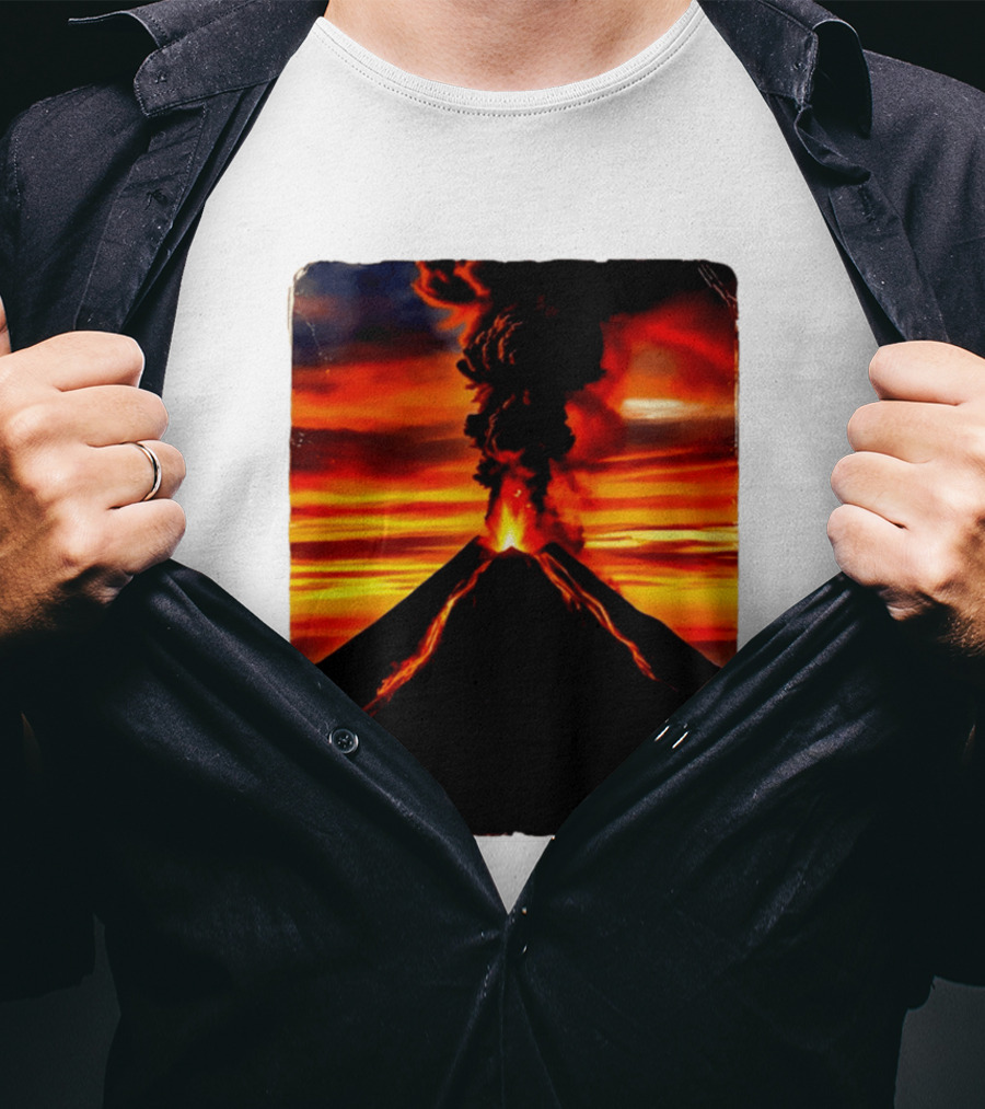 Volcanic Eruption Sunset Landscape Volcano Erupting At Dusk T-Shirt