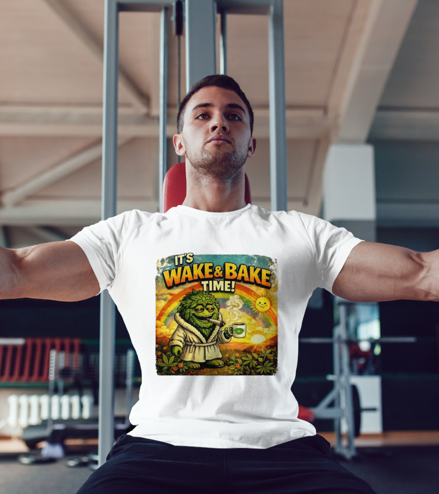 It's Wake And Bake Time Chief Greenbud Smoking Rainbow Sun Cannabis T-Shirt