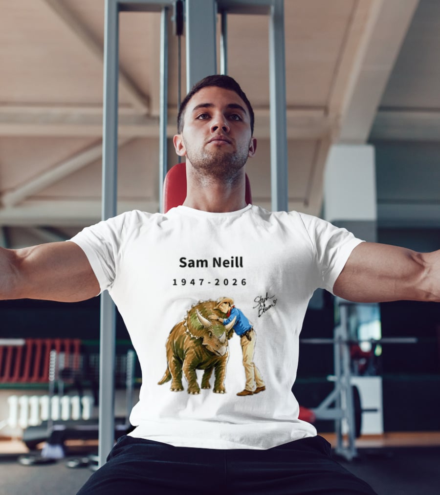 Sam Neill 1947 2026 Jurassic Park Iconic Triceratops Scene T-Shirt