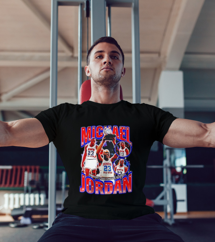 Michael Jordan February 7 1988 Chicago Illinois All Star Trophy Dream Team 23 T-Shirt
