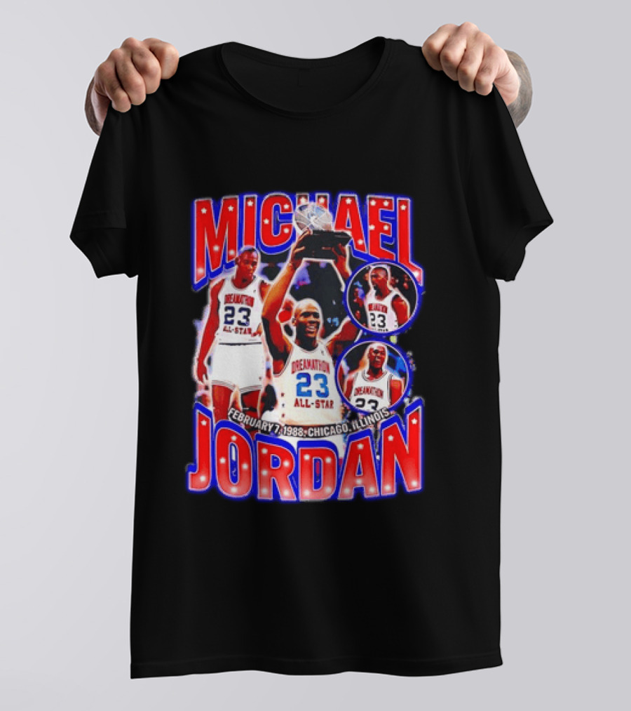Michael Jordan February 7 1988 Chicago Illinois All Star Trophy Dream Team 23 T-Shirt
