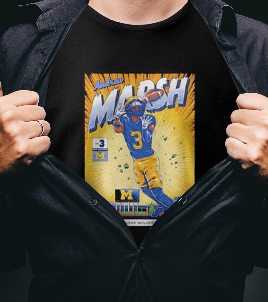 Andrew Marsh Michigan Wolverines Football Player Number 3 Comic T-Shirt