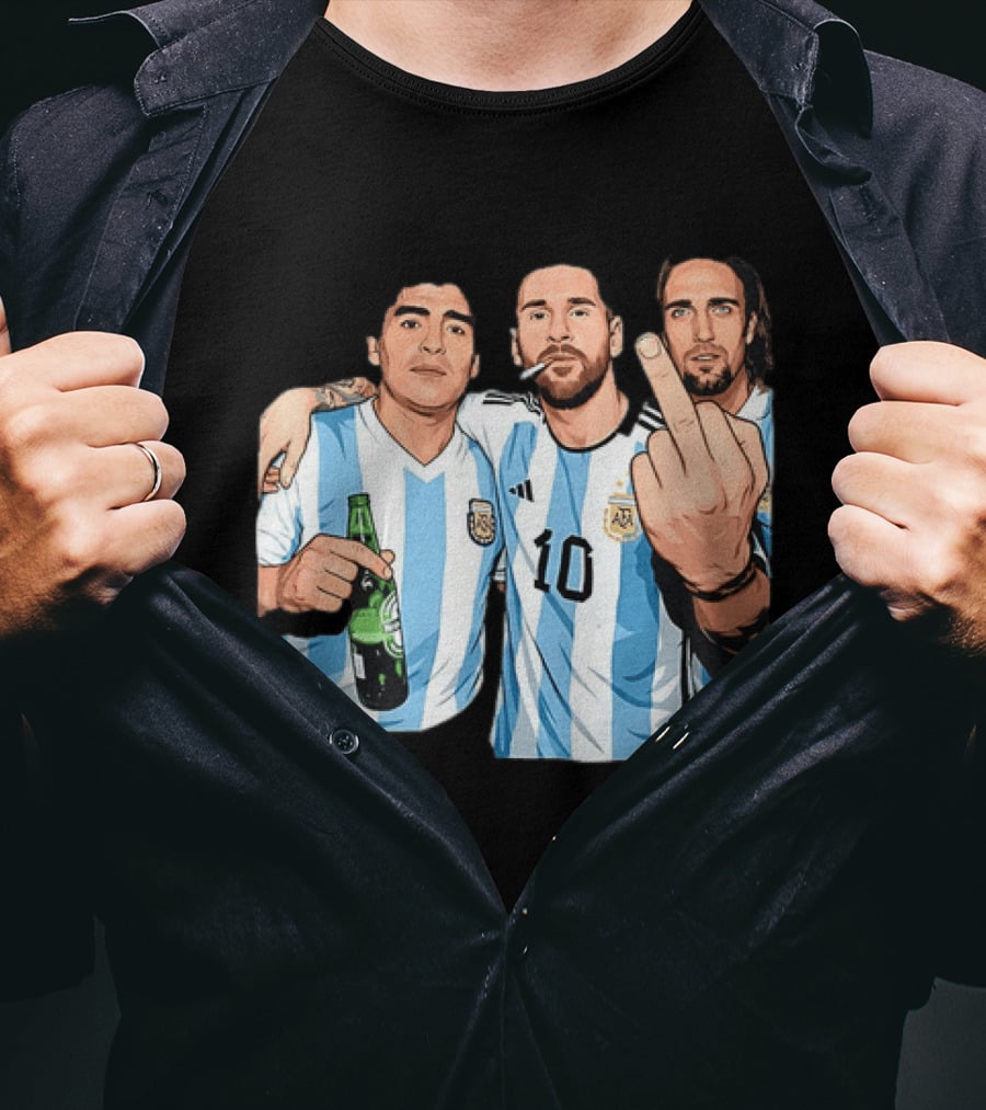Messi Maradona Batistuta Argentina Football Legends T-Shirt