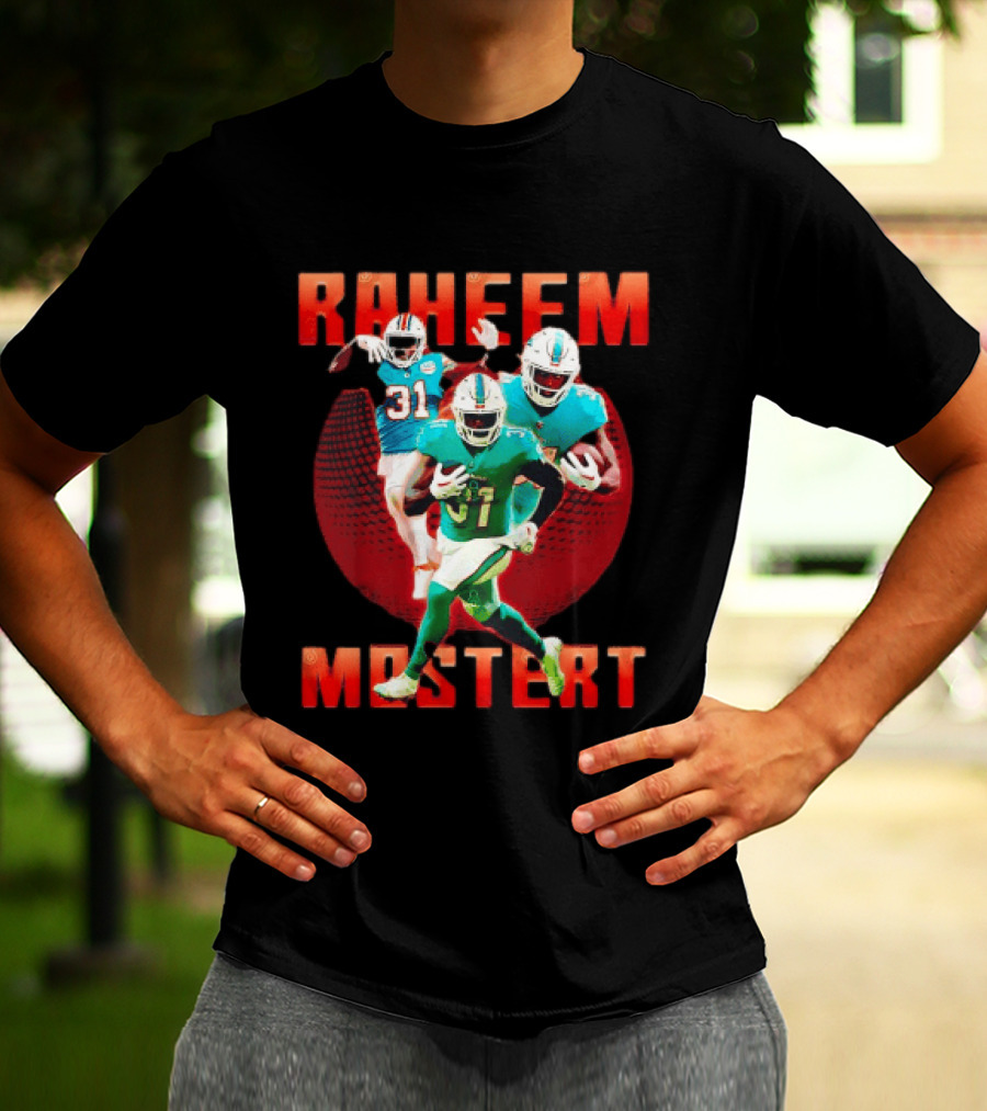 Raheem Mostert Miami Dolphins Football Running Back Action T-Shirt