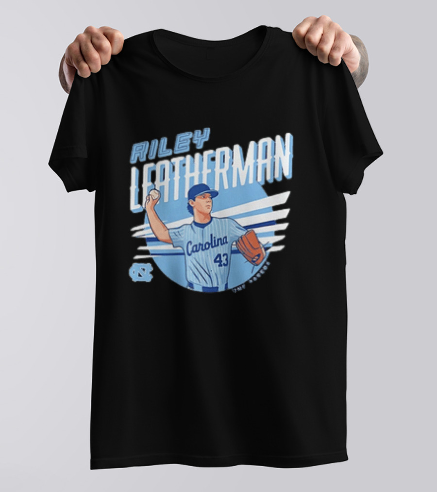 North Carolina Tar Heels Riley Leatherman Baseball Carolina 43 T-Shirt