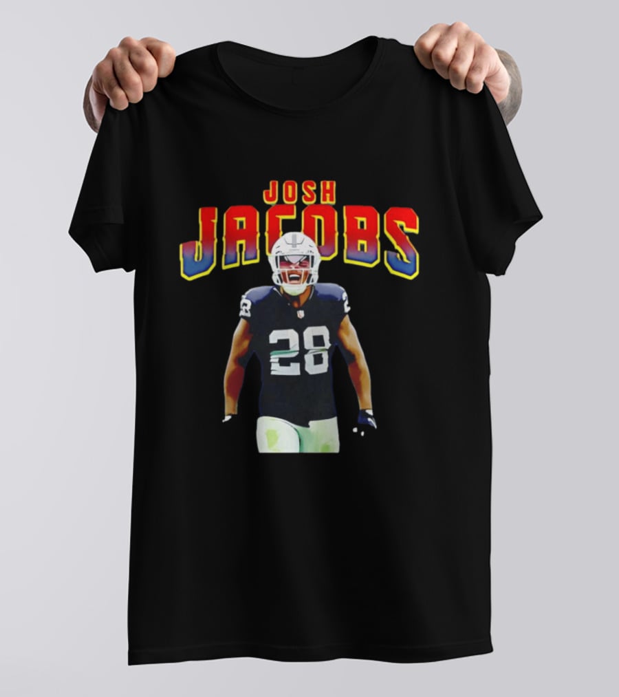 Josh Jacobs Number 28 Raiders NFL Celebration T-Shirt