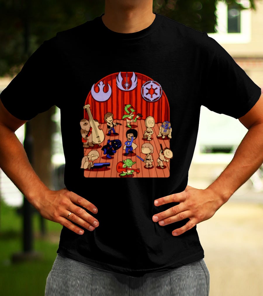 Star Wars Peanuts Characters Band With Iconic Symbols Mashup T-Shirt