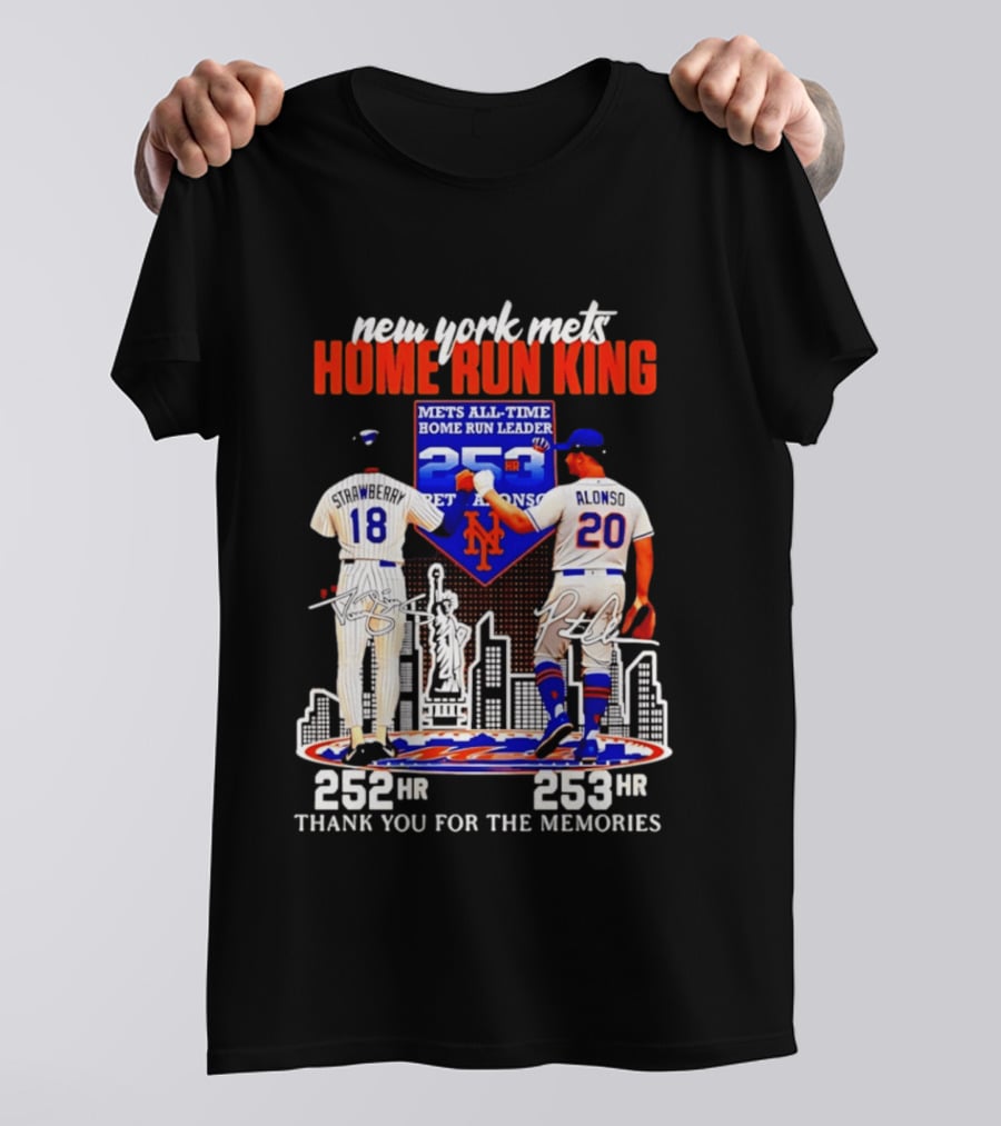New York Mets Home Run King Celebration Darryl Strawberry And Pete Alonso Thank You For The Memories T-Shirt