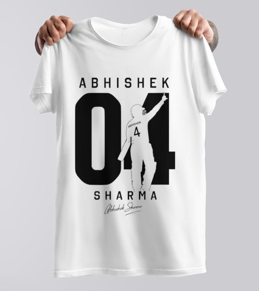 Abhishek Sharma 04 Indian Cricket Player Autograph T-Shirt