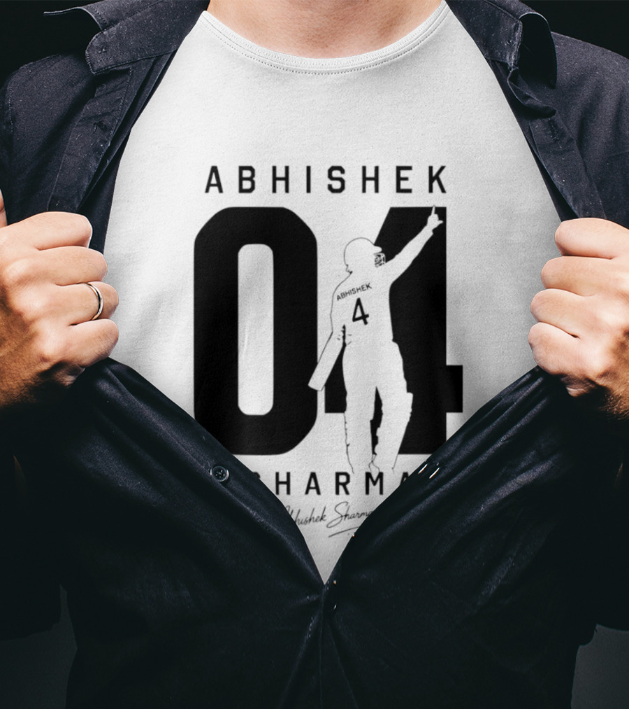 Abhishek Sharma 04 Indian Cricket Player Autograph T-Shirt