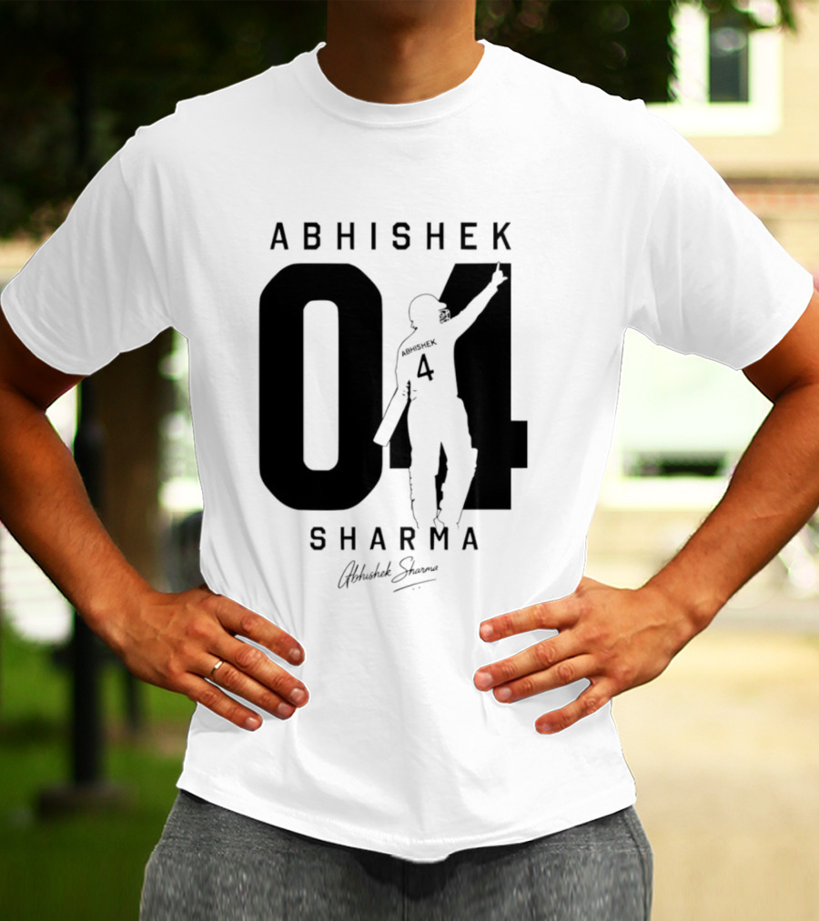 Abhishek Sharma 04 Indian Cricket Player Autograph T-Shirt