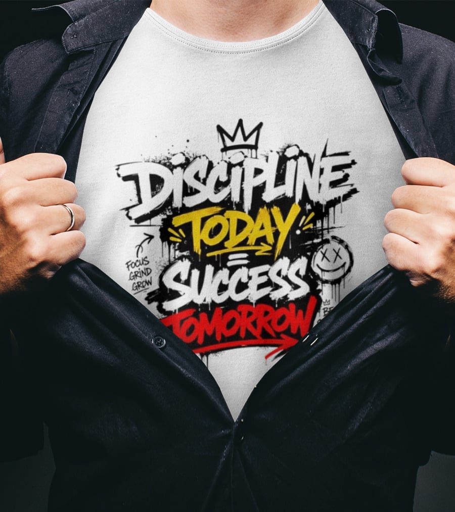 Discipline Today Success Tomorrow Motivational Graffiti T-Shirt