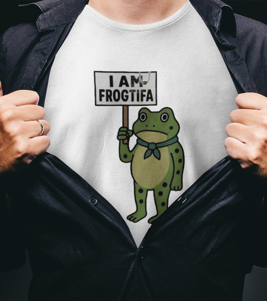 I AM FROGTIFA Frog Holding Sign T-Shirt