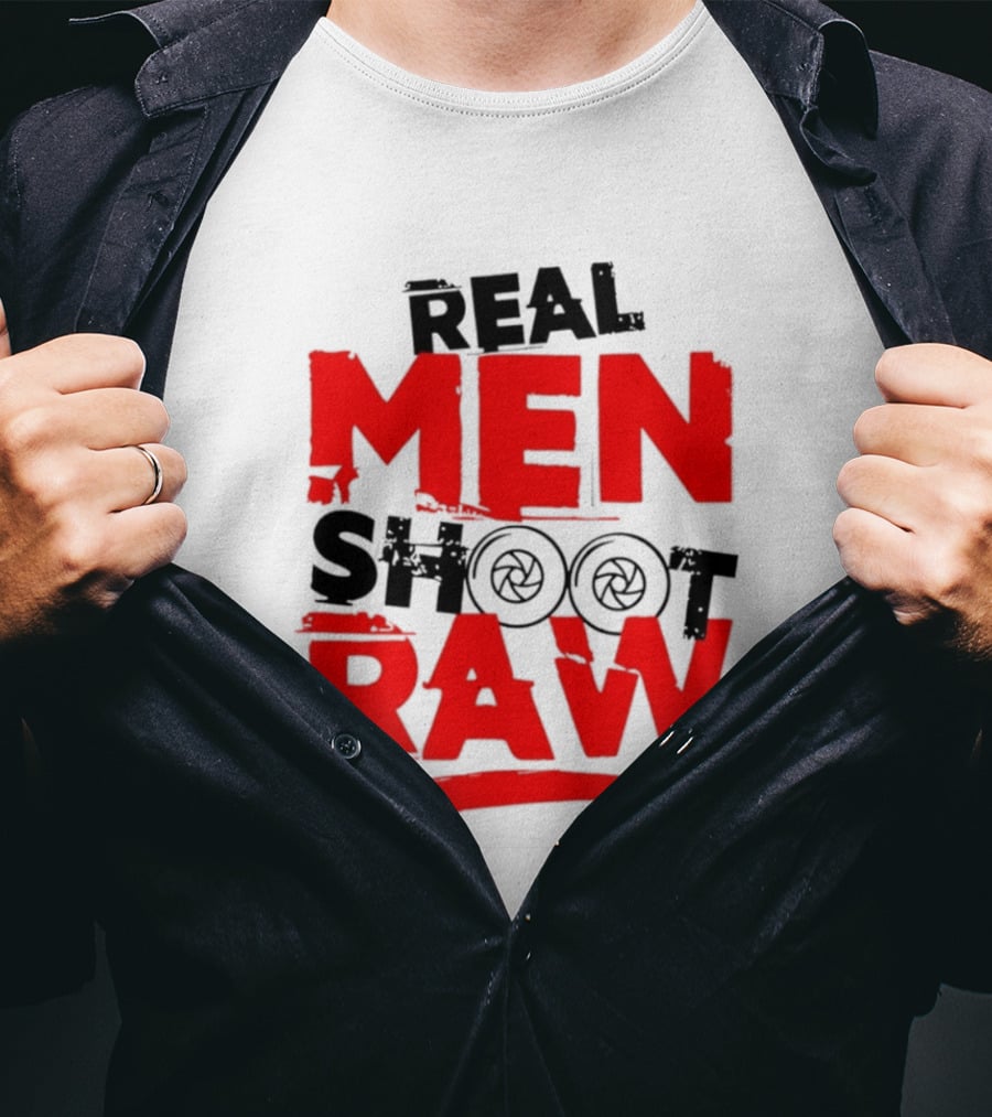 Real Men Shoot RAW Camera Shutter Aperture Photography T-Shirt
