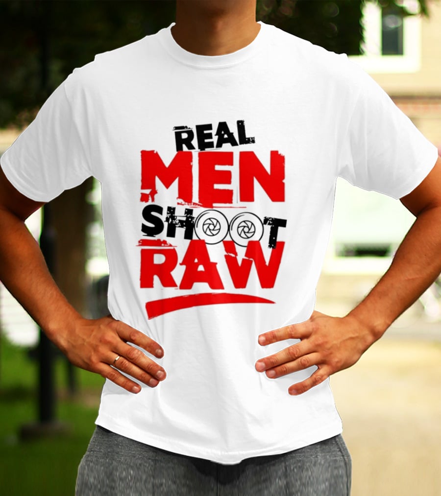 Real Men Shoot RAW Camera Shutter Aperture Photography T-Shirt