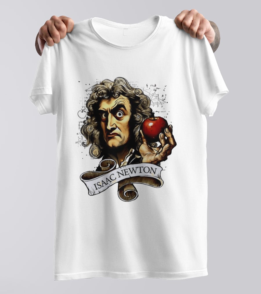 Isaac Newton Scientist With Apple Gravity Physics T-Shirt